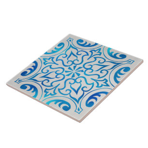 blue and white decorative ceramic tile