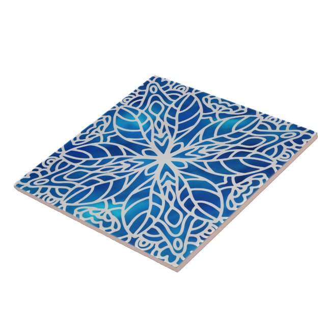 blue and white decorative ceramic tile (Side)