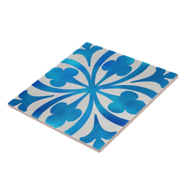 blue and white decorative ceramic tile (Side)