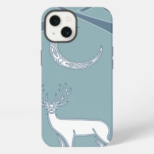 Blue And White Deer In The Forest Celtic Art iPhone Case