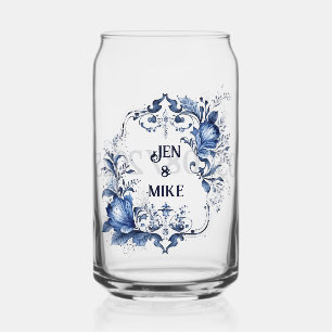 Blue and white Delft ornaments with flowers Can Glass