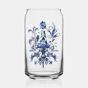 Blue and white Delft ornaments with flowers Can Glass