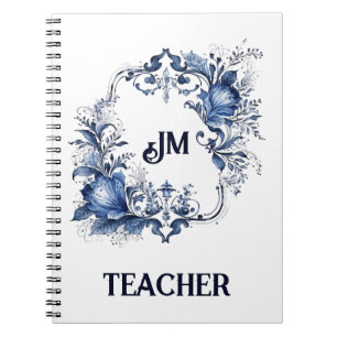 Blue and white Delft ornaments with flowers Notebook
