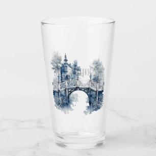 Blue and white Delft style landscape Glass