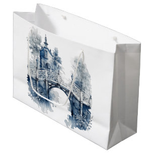 Blue and white Delft style landscape Large Gift Bag