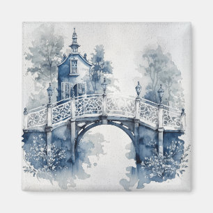 Blue and white Delft style landscape  Magnet