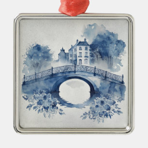 Blue and white Delft style landscape  Metal Ornament