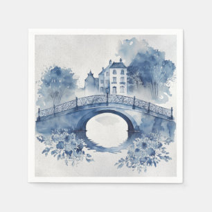 Blue and white Delft style landscape  Napkin