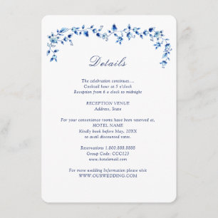 Blue and white Delft Wedding details  Enclosure Card
