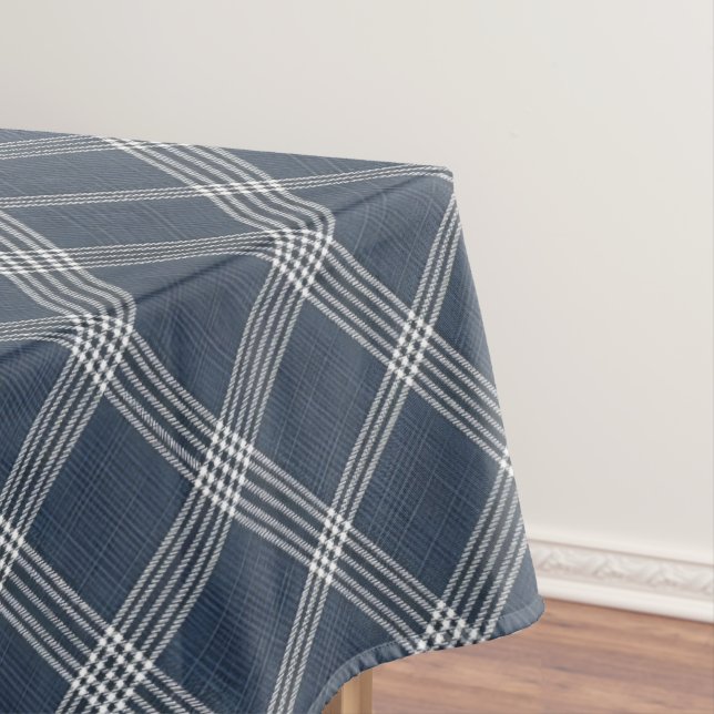 Blue and White Denim Look Tablecloth (In Situ)