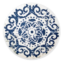 Blue and White Design Ceramic Knob