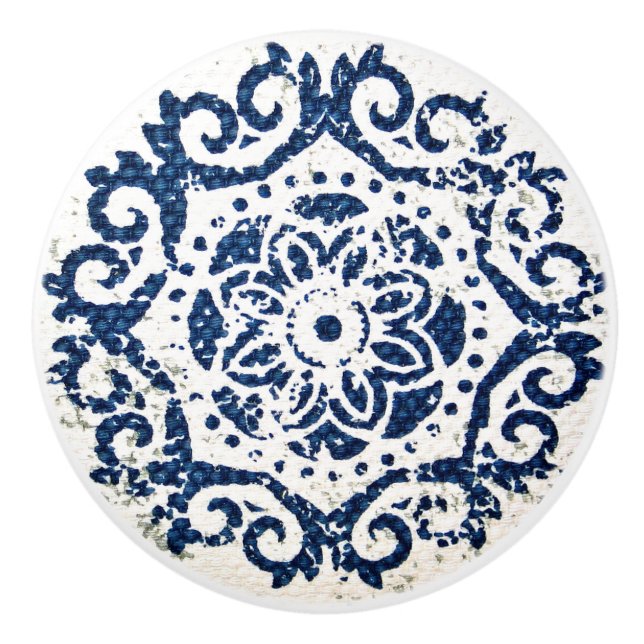 Blue and White Design Ceramic Knob (Front)