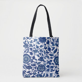 Blue and White Design Tote Bag