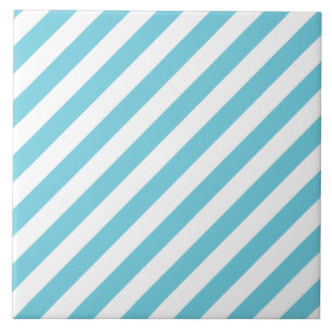 Blue and White Diagonal Stripes Pattern Tile