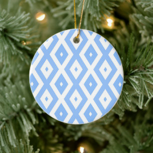Blue and white diamond pattern ceramic ornament