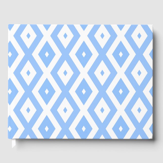 Blue and white diamond pattern guest book (Front)
