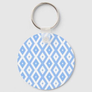 Blue and white diamond pattern key ring
