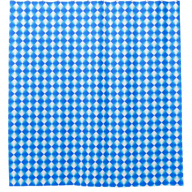 Blue and White Diamond Pattern Shower Curtain (Front)