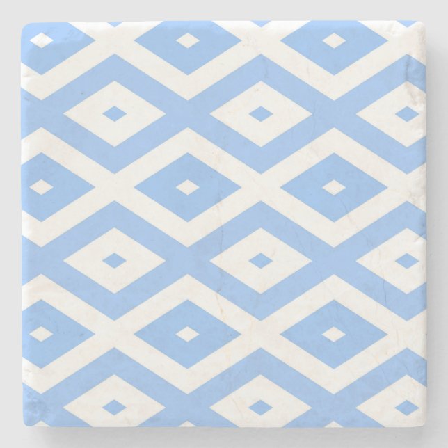 Blue and white diamond pattern stone coaster (Front)