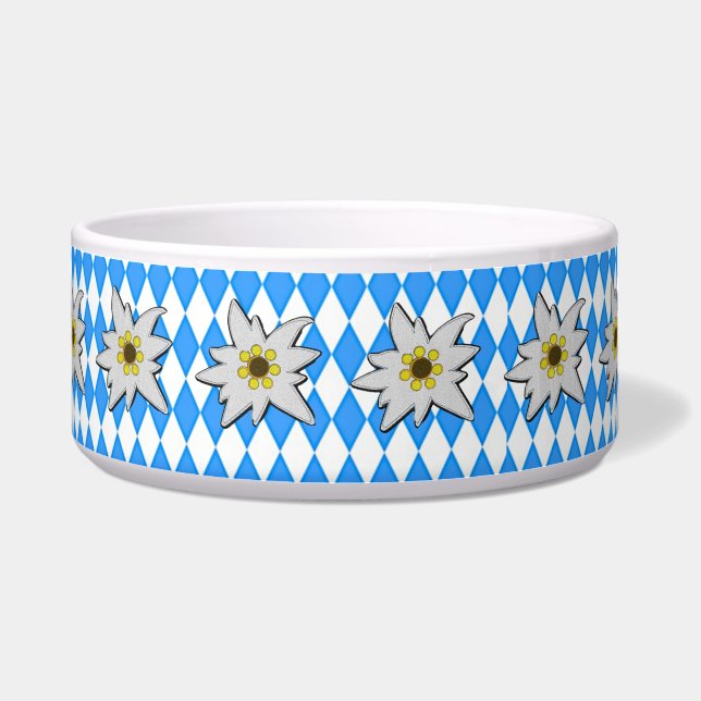 Blue and White Diamond Pattern with Edelweiss  (Front)