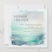 Blue and White Digital Beach Wedding