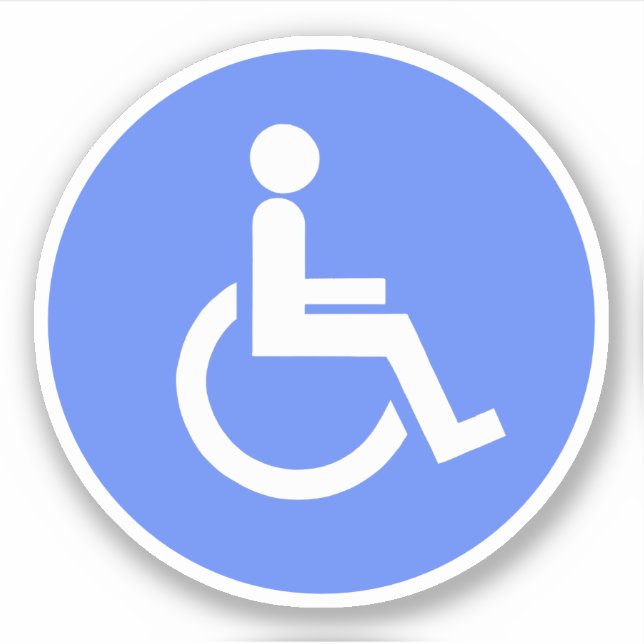 Blue and White disabled handicap symbol Round (Front)