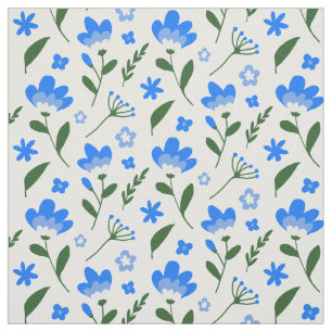 Blue and White Ditsy Floral Pattern Fabric