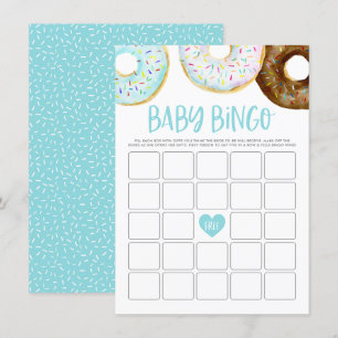 Blue and White Doughnuts Baby Shower Bingo Game Ca Enclosure Card