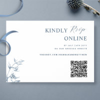 Blue and White Elegant QR Code RSVP Wedding