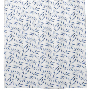 Blue and White Elegant Willow Pattern Shower Curtain