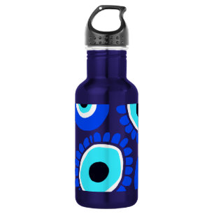 Blue and White Evil Eyes Pattern 532 Ml Water Bottle