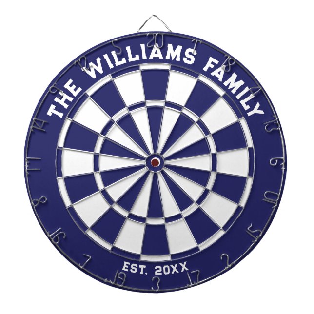 Blue and White Family Dartboard with Darts (Front)