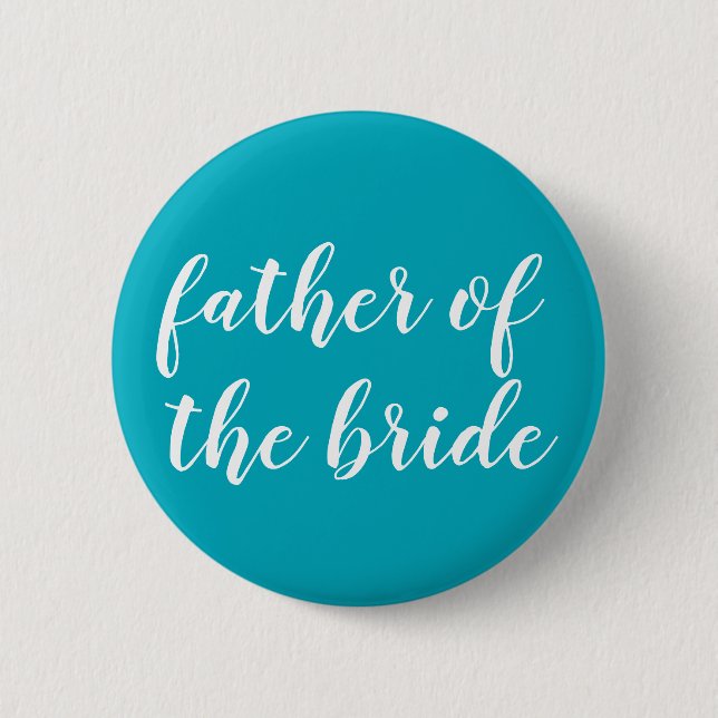 Blue and white "father of the bride" button (Front)