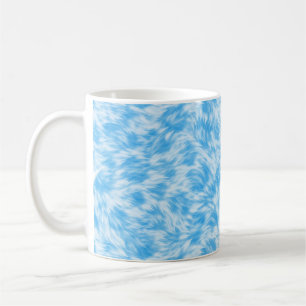 Blue and white faux fur effect coffee mug