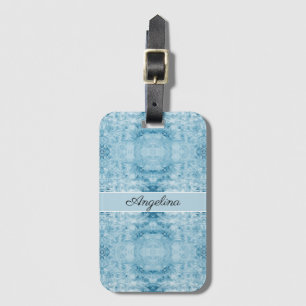 Blue and white feather, customisable luggage tag