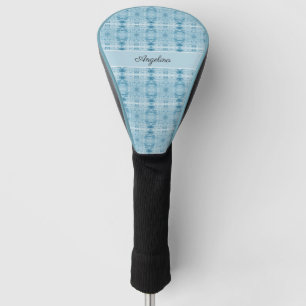 Blue and white feather pattern golf head cover
