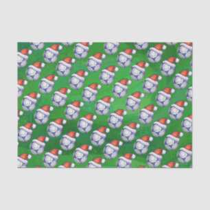 Blue and White Festive Soccer Ball on Green Tissue Paper