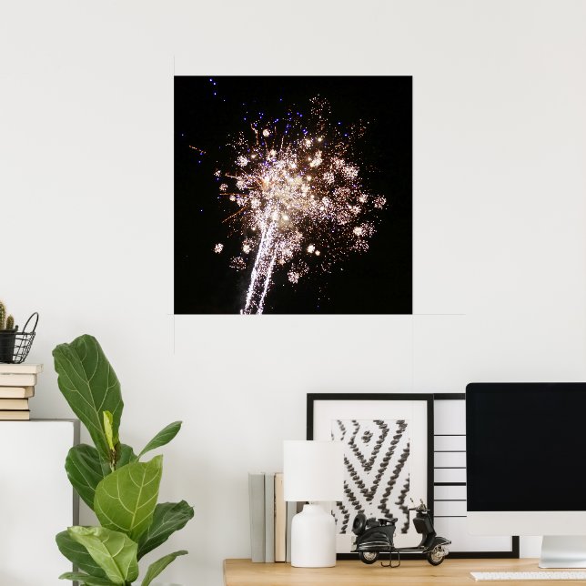 Blue and White Fireworks Poster (Home Office)