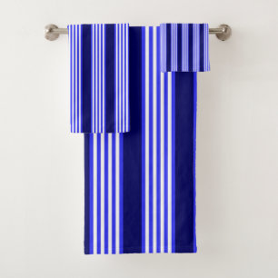 Blue and white five stripes pattern bath towel set