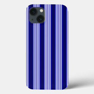 Blue and white five stripes pattern iPhone 13 case