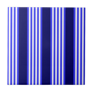 Blue and white five stripes pattern ceramic tile