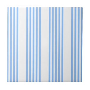 Blue and white five stripes pattern ceramic tile