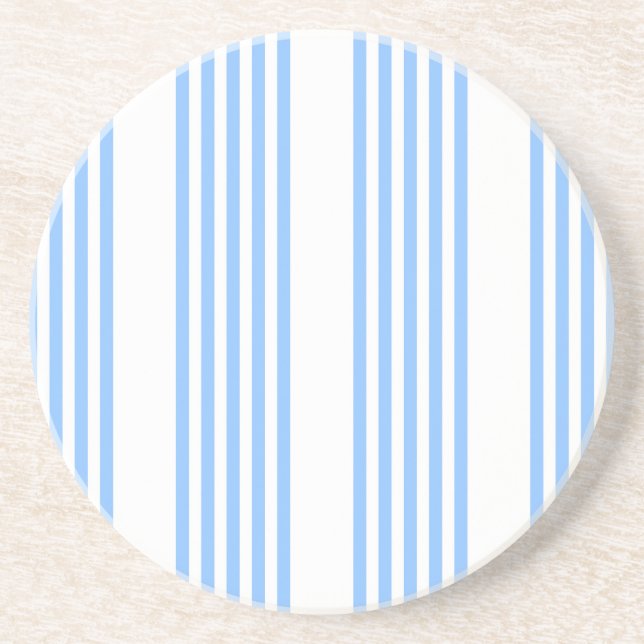 Blue and white five stripes pattern coaster (Front)