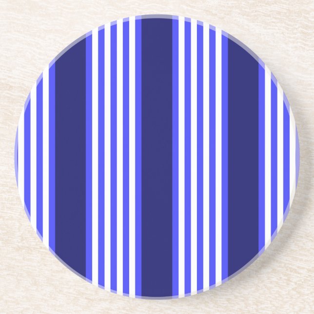 Blue and white five stripes pattern coaster (Front)
