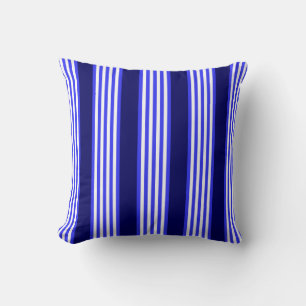 Blue and white five stripes pattern cushion