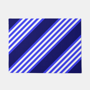 Blue and white five stripes pattern doormat