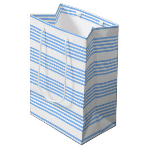 Blue and white five stripes pattern medium gift bag
