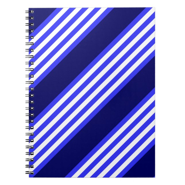 Blue and white five stripes pattern notebook (Front)