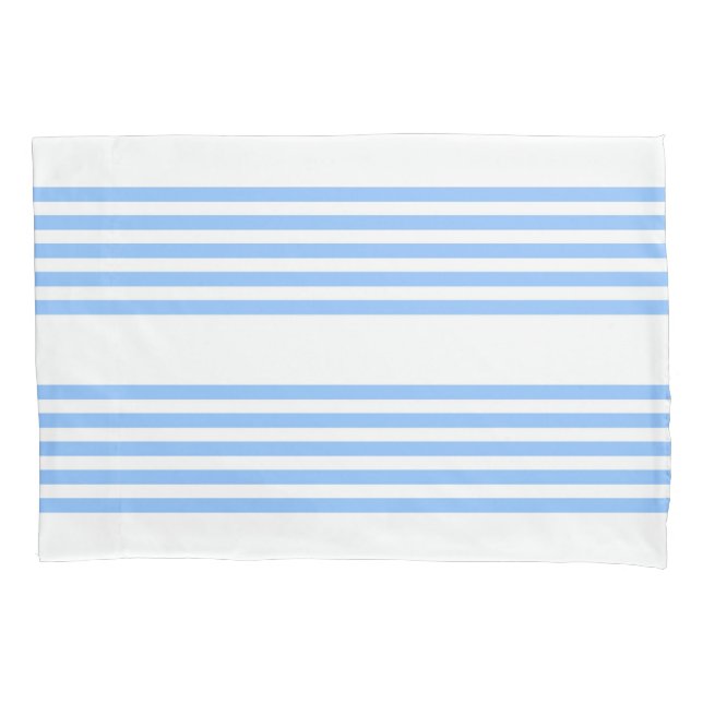 Blue and white five stripes pattern pillowcase (Front)