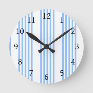 Blue and white five stripes pattern round clock